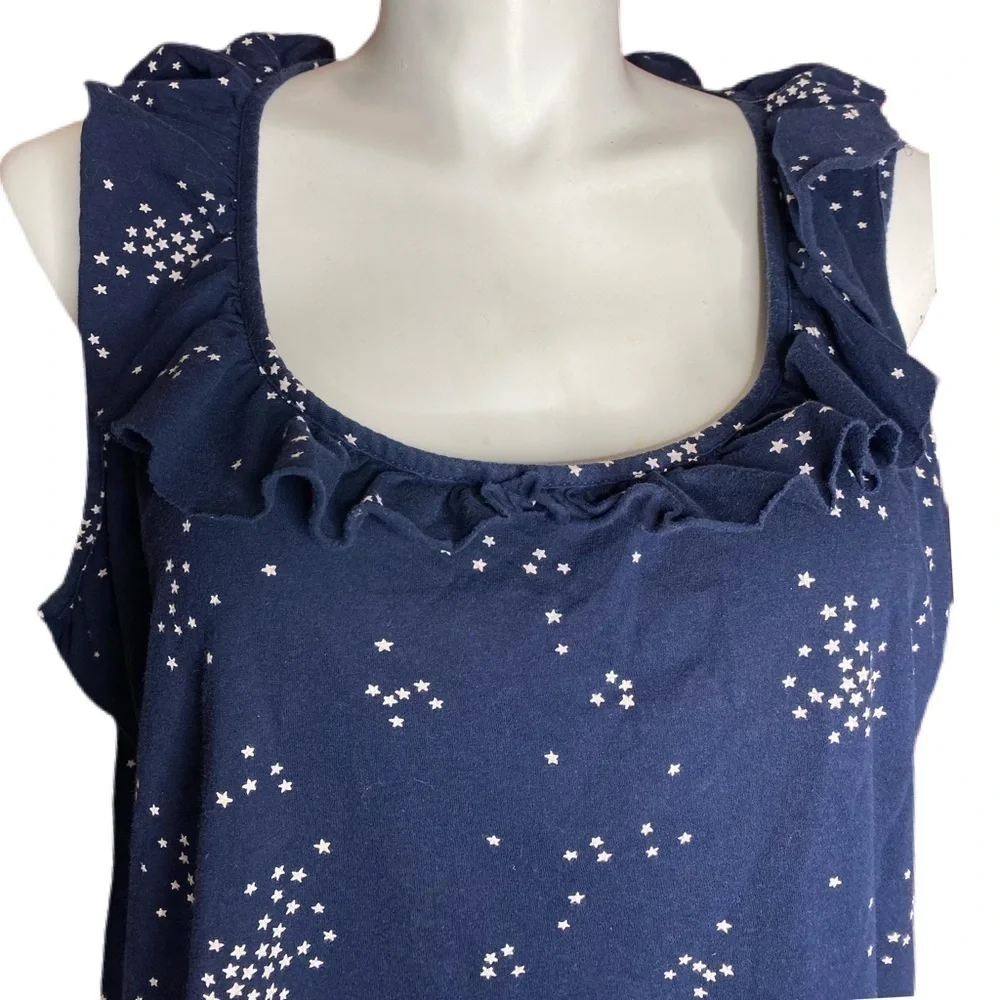 CATO Navy Blue Ruffled Sleeveless Blouse Top 22W